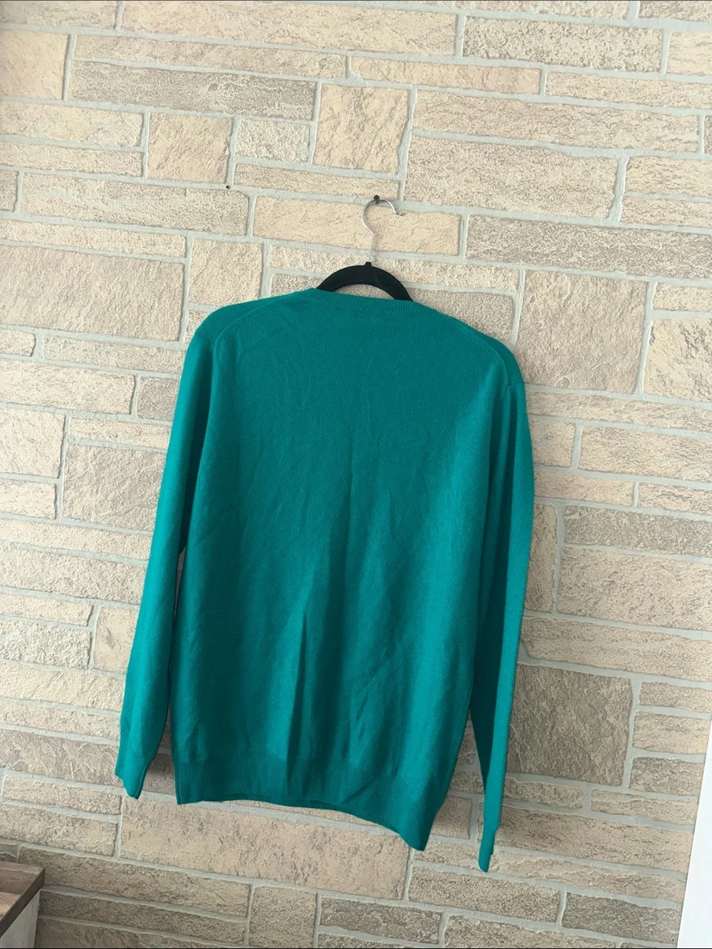 NWT Forte Cashmere Classic Cashmere Crewneck Sweater Lightweight Green Blue S